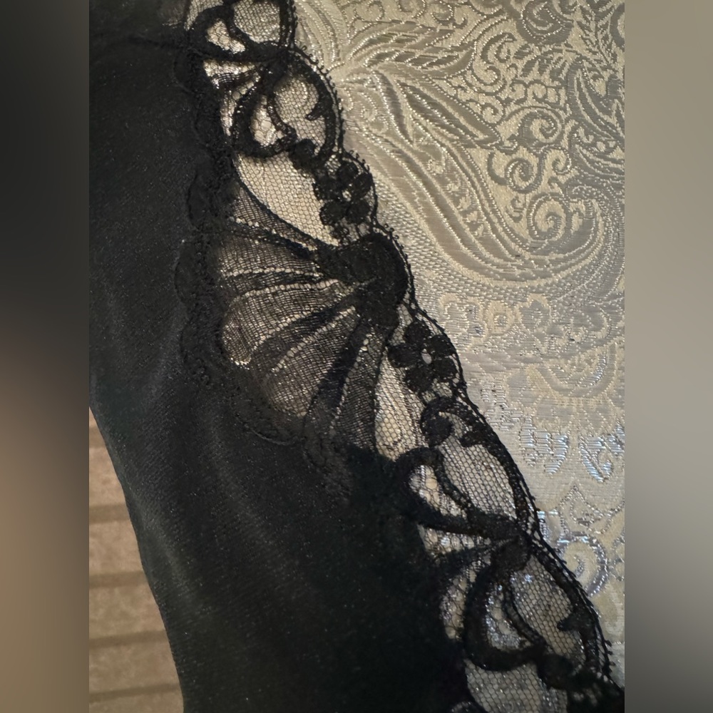 EMILIO PUCCI Black Lace Trimmed Negligee Set Nightgown Robe M - Picture 16 of 16